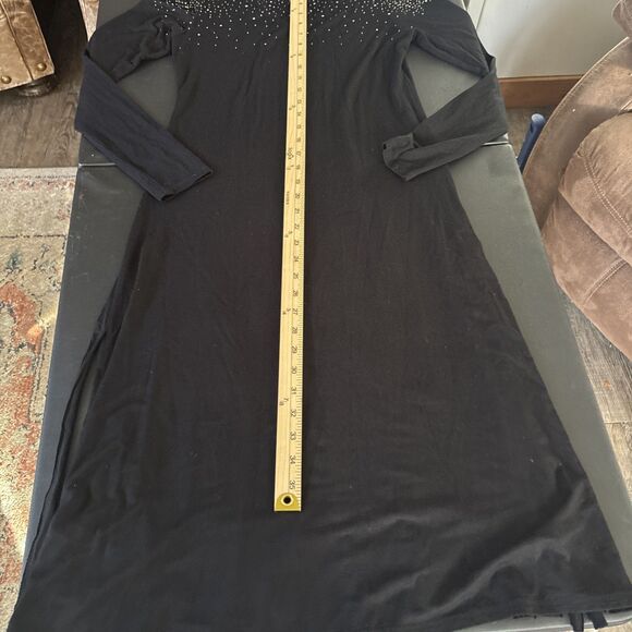 The Pyramid Collection womens small black sheath dress with fringe  Long Sleeve - Picture 10 of 11